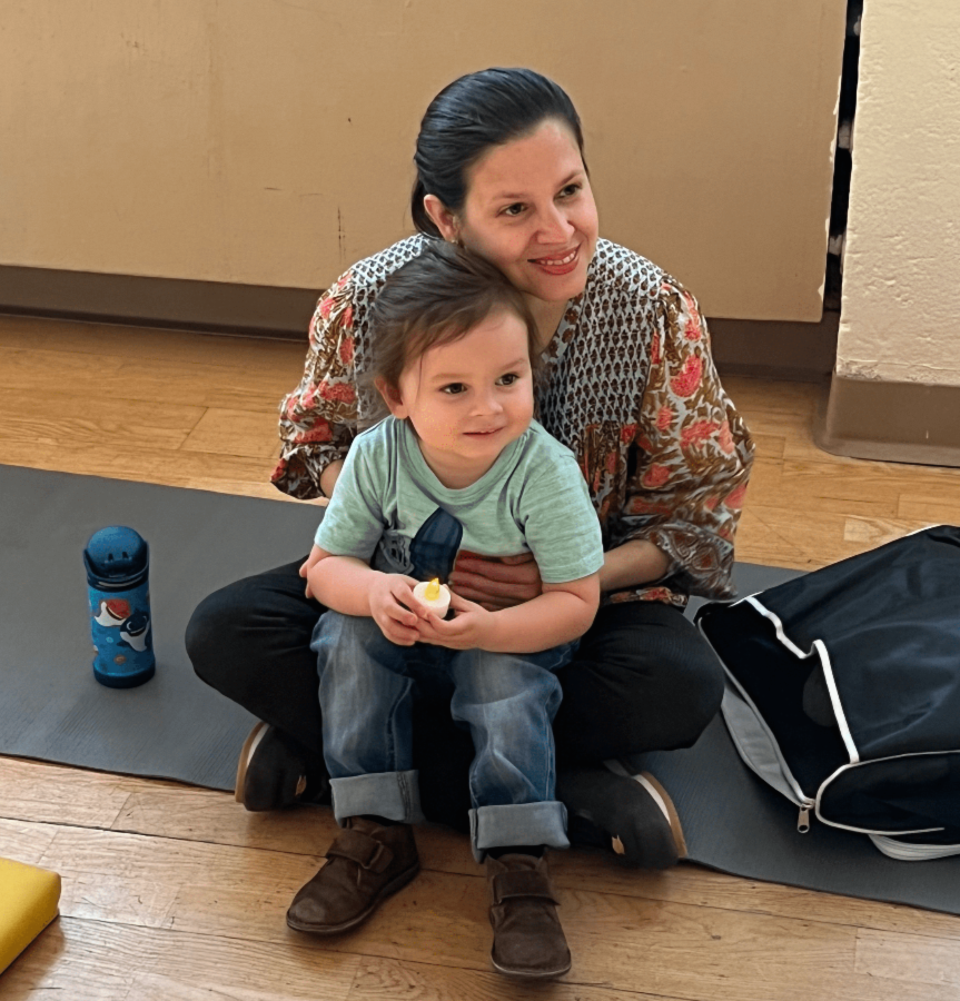 Lady sitting with her kid at YM&YWHA