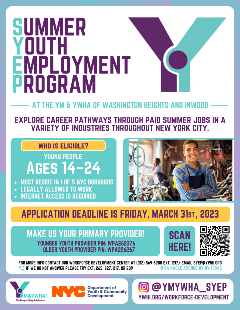 poster that reads "Summer Youth Employment Program" at YM&YWHA